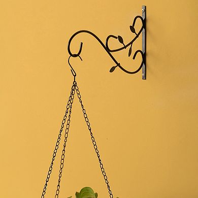 Decorative Metal Wall Mounted Hook For Hanging Plants, Bracket Hanger Flower Pot Holder, 2 Pack