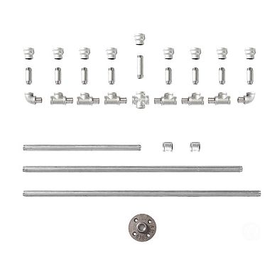 Industrial Galvanized Antique Silver Metal Pipe Hanukkah Menorah