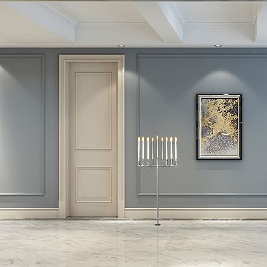 Industrial Galvanized Antique Silver Metal Pipe Hanukkah Menorah