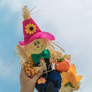 13 Inch Adorable Yard Decor Featuring Garden Scarecrows Relaxing Gracefully on Rustic Hay Bales