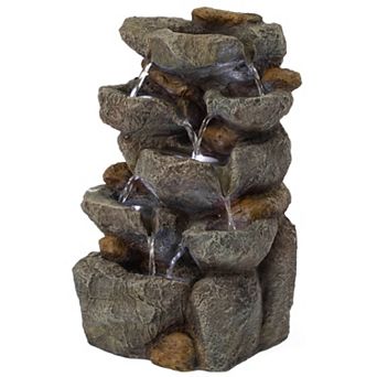 Cascading Electric Powered 8 tier Rock Water Fountain 18.5" For Indoor And Outdoor Use