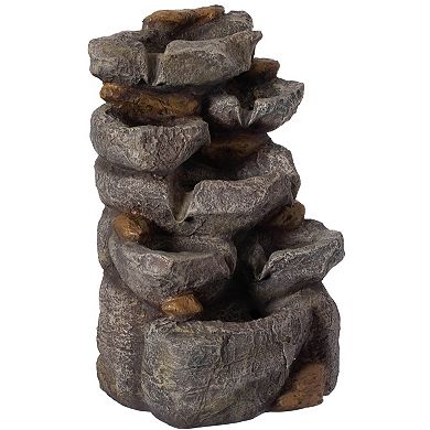 Cascading Electric Powered 8-tier Rock Water Fountain 18.5" For Indoor And Outdoor Use