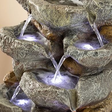Cascading Electric Powered 8-tier Rock Water Fountain 18.5" For Indoor And Outdoor Use