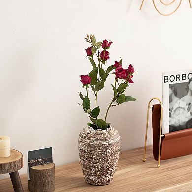 Uniquewise 7-inch Rustic Vase Broken Rim Design Vintage-Inspired Decorative Ceramic