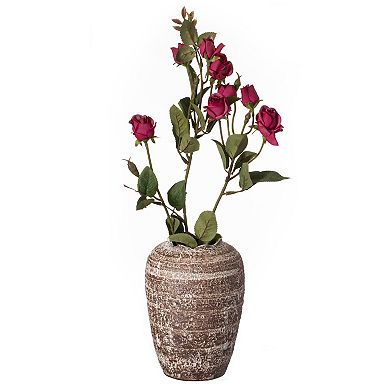 Uniquewise 7-inch Rustic Vase Broken Rim Design Vintage-Inspired Decorative Ceramic