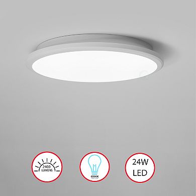 2-pc 12" LED Ceiling Light Fixture Modern Flush Mount 24W 6500K Cool Daylight Energy, White