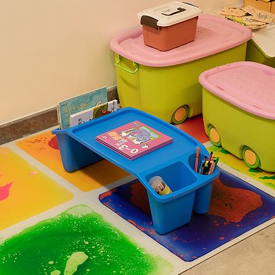 Portable Kids Lap Desk Tray, Activity Table With 3 Compartments For Art, Coloring, And Eating