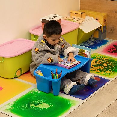 Portable Kids Lap Desk Tray, Activity Table With 3 Compartments For Art, Coloring, And Eating