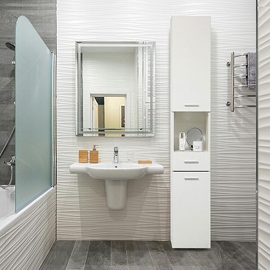 71.5"tall Thin Corner Shelf Floor Cabinet With 2 Doors, 1 Drawer, Freestanding Linen Tower Cabinet