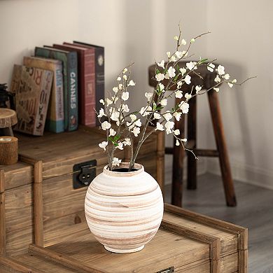 Uniquewise 9-inches Ceramic Stripe Vase Vintage Boho Decorative Piece