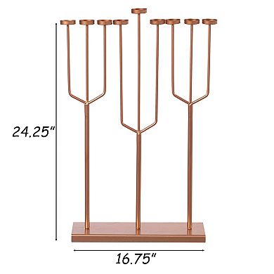 Modern Design Hanukkah Menorah Exceptional Piece, 9 Branch Tea Light Candle Holders