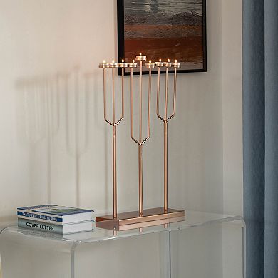 Modern Design Hanukkah Menorah Exceptional Piece, 9 Branch Tea Light Candle Holders