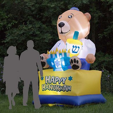 Hanukkah Inflatable Bear - Bear-yard Decor With Built-in Bulbs, Tie-down Points, And Built-in Fan