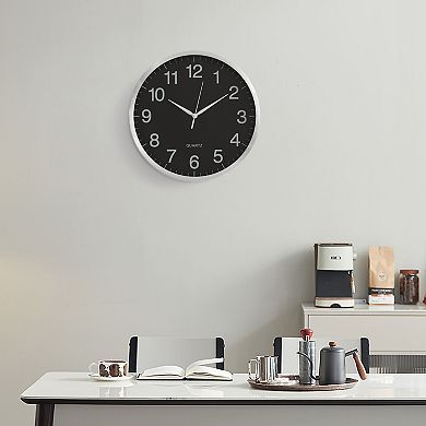 Clockswise 14-in Round Quartz Wall Clock Non-Ticking Battery Operated