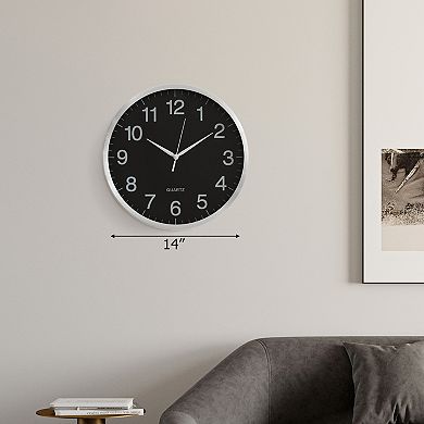 Clockswise 14-in Round Quartz Wall Clock Non-Ticking Battery Operated