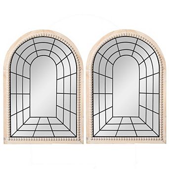 Set of 2 Arched Large Window Metal Mirror