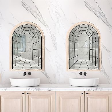 Set of 2 Arched Large Window Metal Mirror