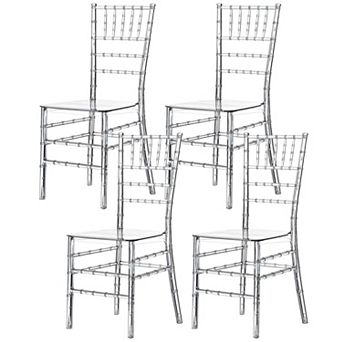 Modern Stackable Dining Chair, Clear Crystal Acrylic Party Chair For Events And Weddings, Set Of 4