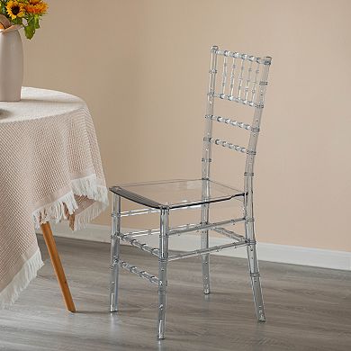 Modern Stackable Dining Chair, Clear Crystal Acrylic Party Chair For Events And Weddings, Set Of 4