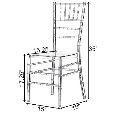 Modern Stackable Dining Chair, Clear Crystal Acrylic Party Chair For Events And Weddings, Set Of 4
