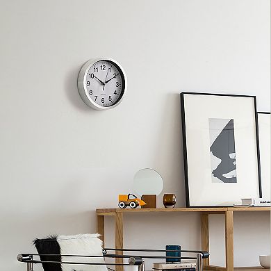 Clockswise 8-in Round Quartz Wall Clock Non-Ticking Battery Operated