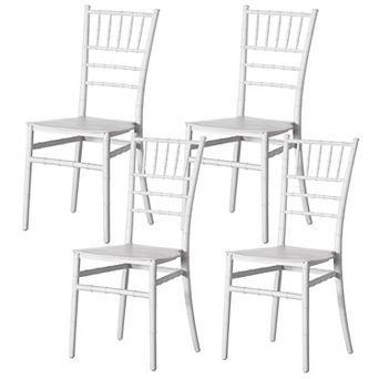 Modern White Stackable Dining Chair For Events And Weddings, Party Chair, White, Set Of 4