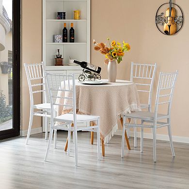 Modern White Stackable Dining Chair For Events And Weddings, Party Chair, White, Set Of 4