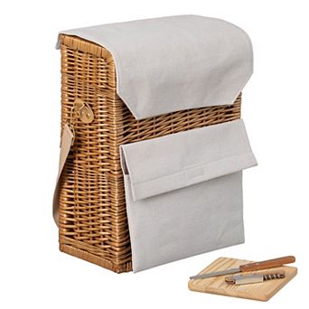 Wickerwise Wine & Cheese Picnic Basket - Wicker Tote Bag for Outdoor Parties