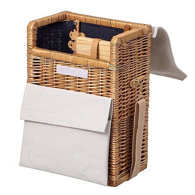 Wickerwise Wine & Cheese Picnic Basket - Wicker Tote Bag for Outdoor Parties