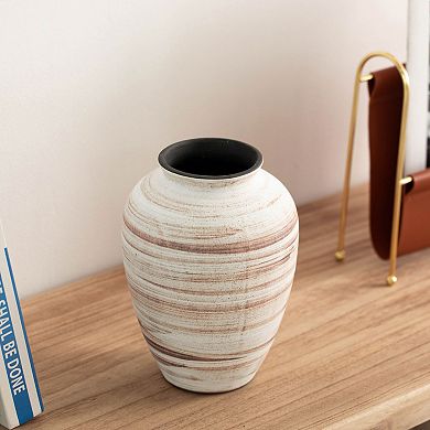Uniquewise 8" Ceramic Rustic Vintage Decorative Vase Natural Pottery Jar