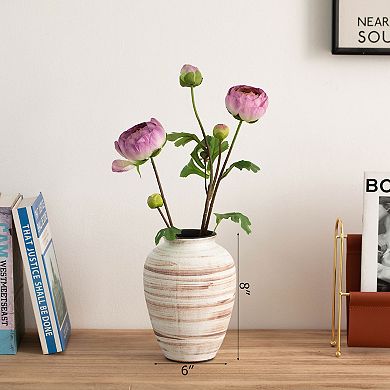 Uniquewise 8" Ceramic Rustic Vintage Decorative Vase Natural Pottery Jar