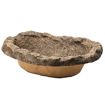 Faux Rock Fiberglass Decorative Garden Pond Sandstone Outdoor Patio Waterfall Pond, 27 Gallon
