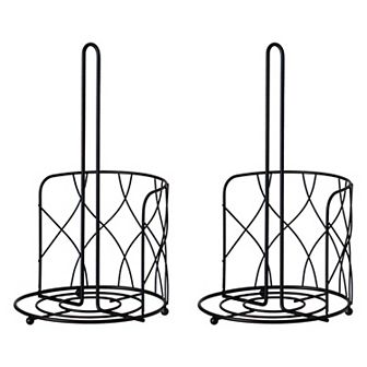 Freestanding Black Iron Towel Paper Holder Stand Roll Dispenser With Frame For Kitchen, Set Of 2