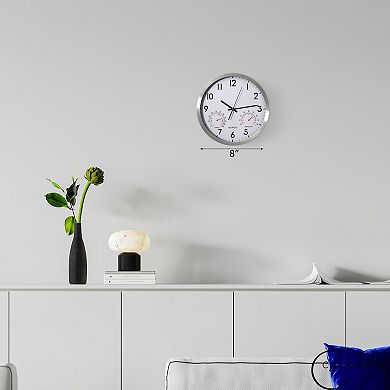 Clockswise 8-Inch Non-Ticking Quartz Wall Clock with Thermometer & Hygrometer