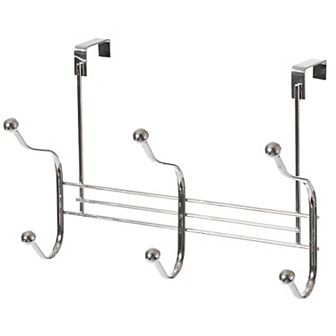 Chrome 6 Hook Hanger Organizer, Hang Over The Door Kitchen Vanity Towel Hook, Entryway Coat Rack