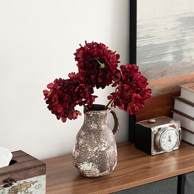 Uniquewise 8" Vintage Ceramic Pitcher Vase Rustic Farmhouse Flower Jug with Handle