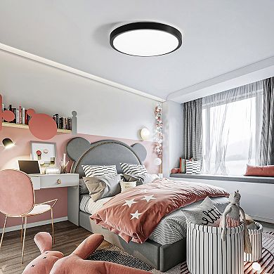 4-pc 16" LED Ceiling Light Fixture Modern Flush Mount 36W 6500K Cool Daylight Energy, Black