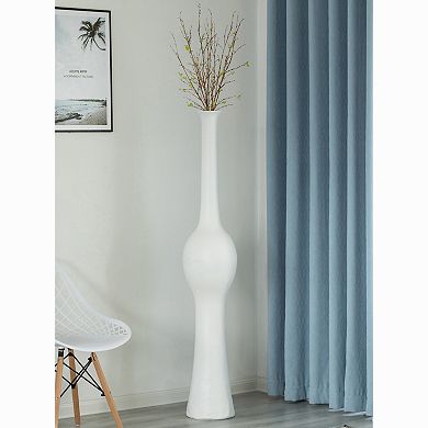 Unique Style Floor Vase For Entryway Dining Or Living Room, White Ceramic, Set Of 2