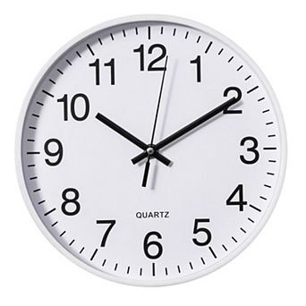 Clockswise White 10 in Analog Clock Silent, Non-Ticking for Wall Battery-Operated