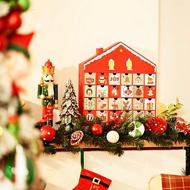 Christmas Advent Calendar House, 24 Drawer Countdown Calendar for Holiday Treats, Toys & Surprises