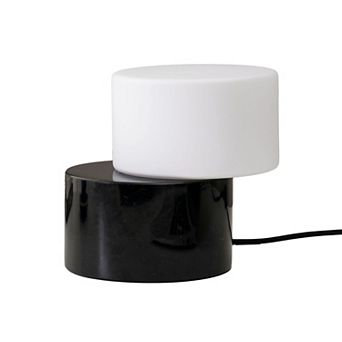 Brightech ZigZag 6" Crescent Moon LED Desk Lamp with Black Marble, Glass Rotatable Shade