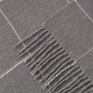 Narniar Faux Cashmere Reversible Throw with Fringes-windowpane pattern