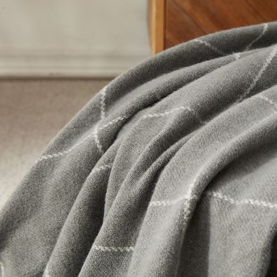 Narniar Faux Cashmere Reversible Throw with Fringes-windowpane pattern