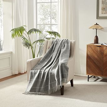 Narniar Faux Cashmere Reversible Throw with Fringes-windowpane pattern