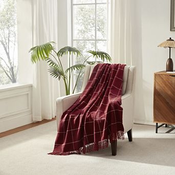 Narniar Faux Cashmere Reversible Throw with Fringes-windowpane pattern