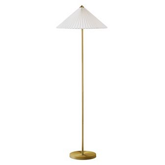 Brightech Sienna 62" LED Gold Floor Lamp with White Pleated Cone Shade