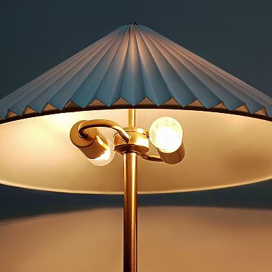 Brightech Sienna 62" LED Gold Floor Lamp with White Pleated Cone Shade
