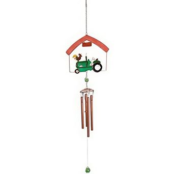FC Design 31.5" Long Green Car in a Barn Wind Chime Decoration Garden and Patio Decor