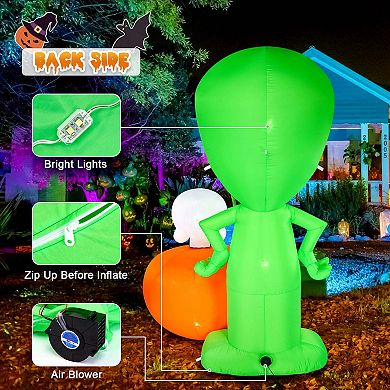 6.8FT Halloween Inflatable Alien with Pumpkin Decorations