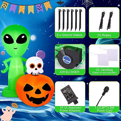 6.8FT Halloween Inflatable Alien with Pumpkin Decorations